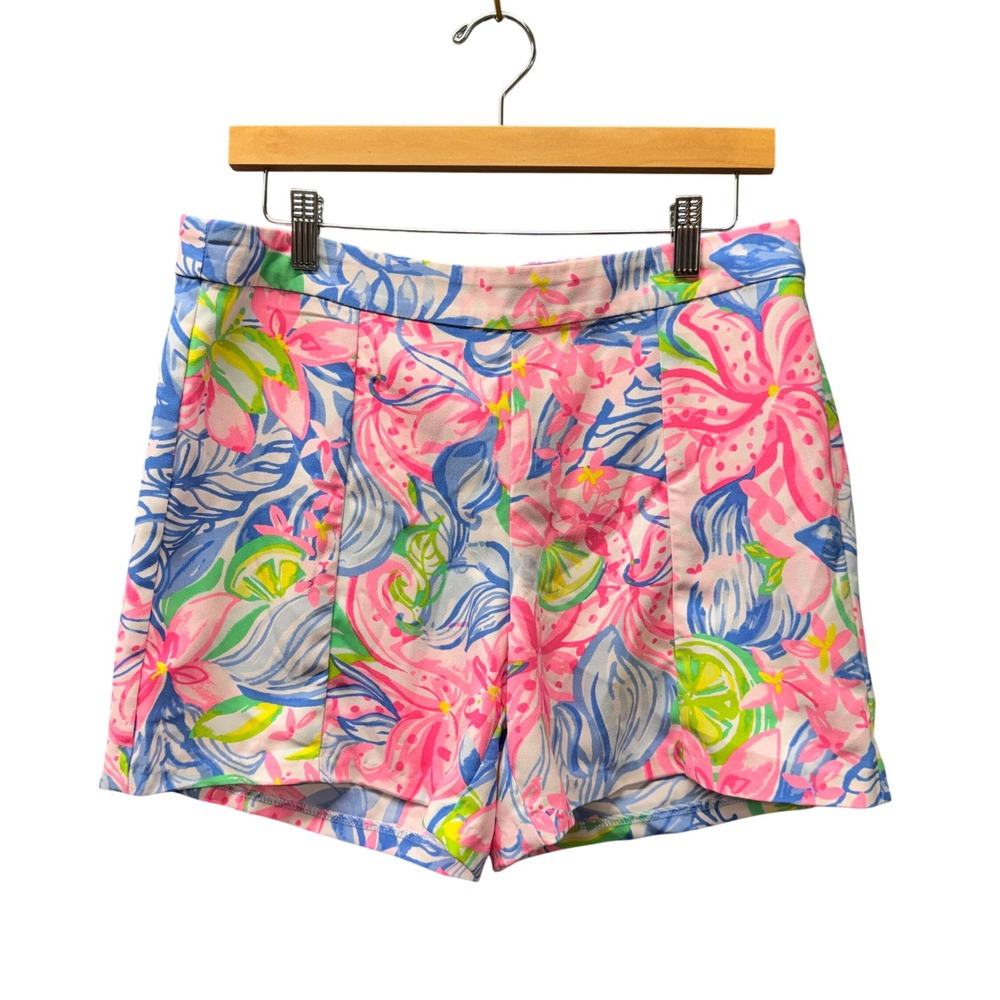 Lilly Pulitzer Shorts Womens 8 (32x4.5) Ariana Pink Blue Green Floral Coastal